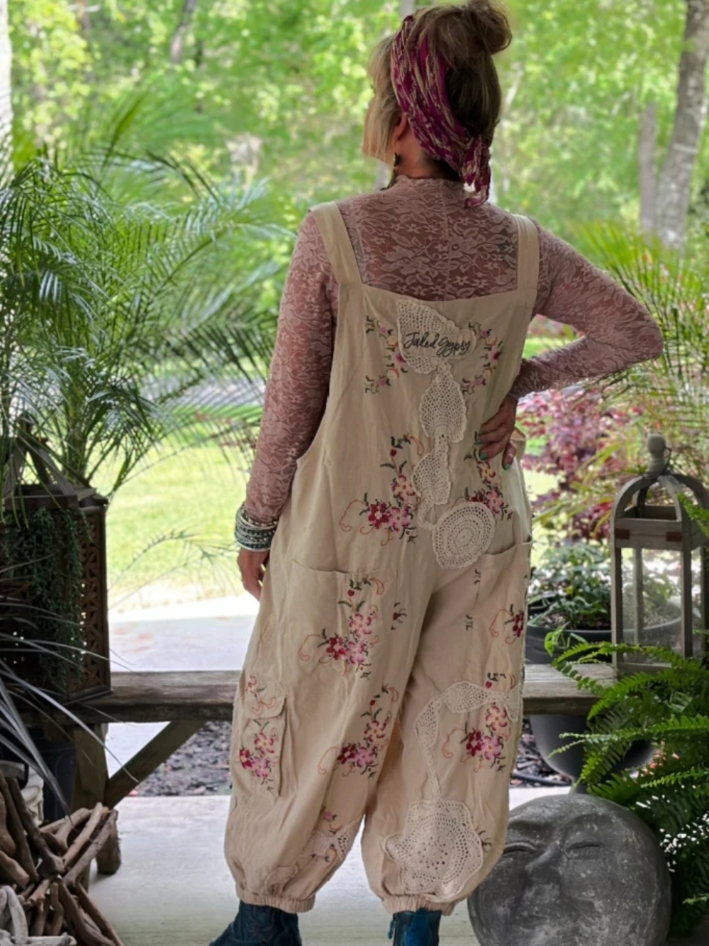 ❣️1 LEFT❣️NEW Jaded Gypsy Trellis Views Overalls - Picture 5 of 7